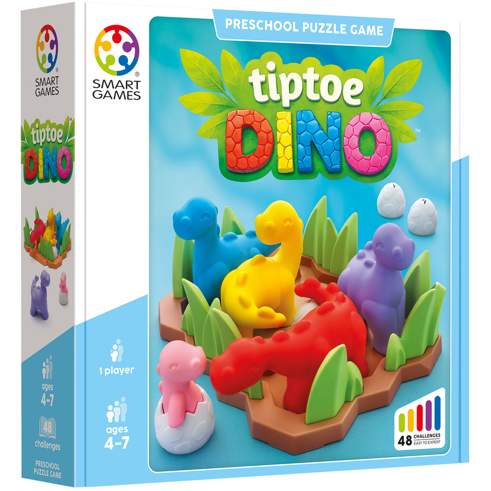 Smart Games - Tiptoe Dino, joc de logica cu 48 de provocari, 4+ ani 4 + ani