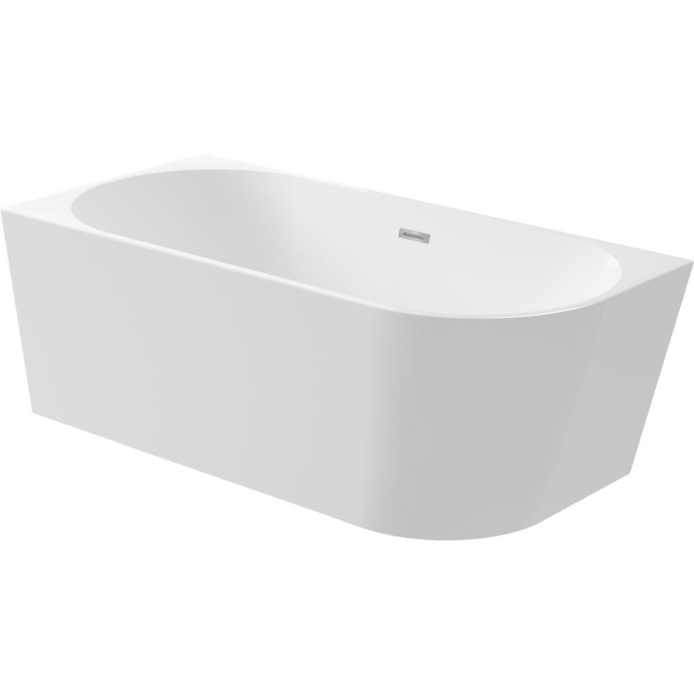 Cada baie freestanding Deante Silia, 150 x 75 cm, lipita de perete, orientare stanga, alb lucios