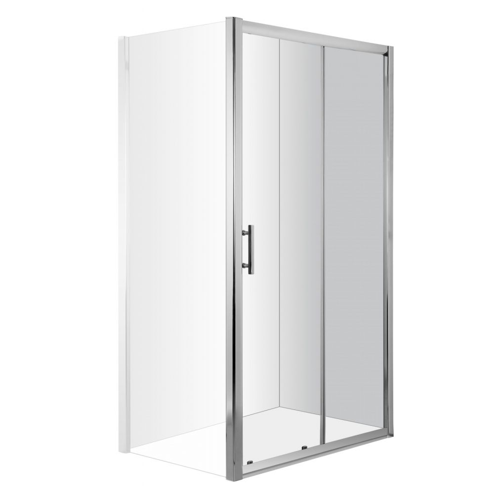 Cabina dus dreptunghiulara 110x90 cm, cu perete fix si usa glisanta, 6 mm grosime, Cynia, Deante