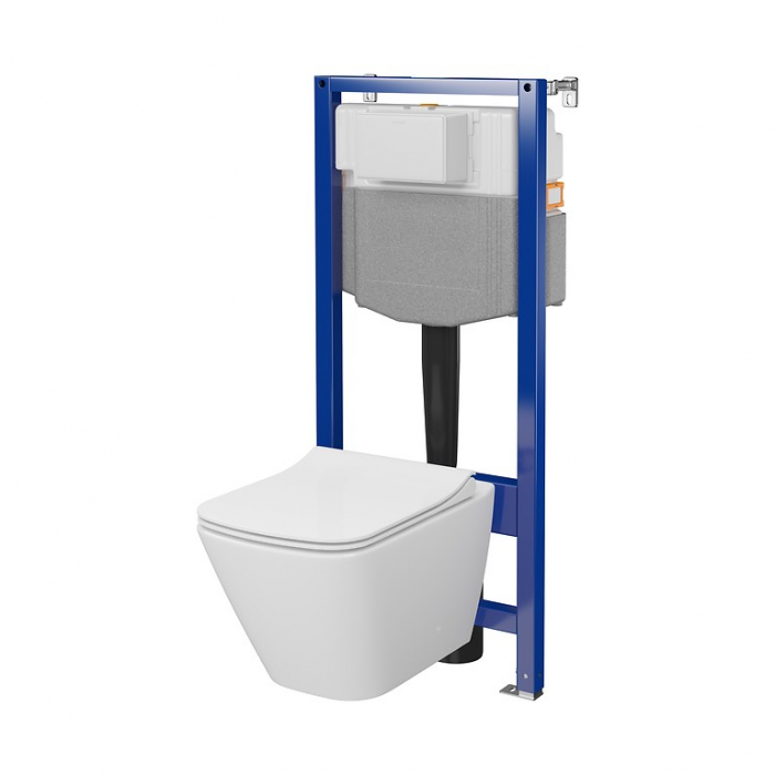 Set vas wc suspendat City Square CleanOn cu capac soft close si rezervor incastrat C16 Aqua 50
