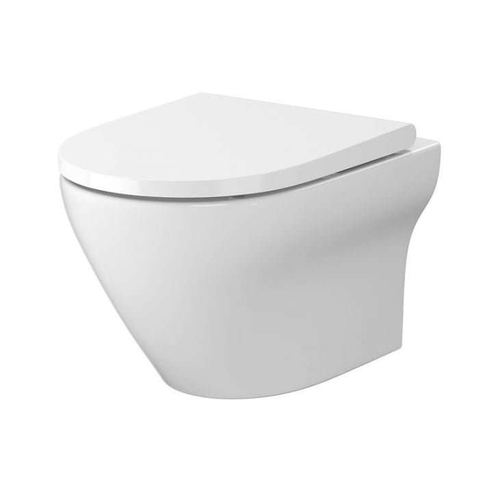 Vas wc suspendat rimless Cersanit Larga Oval cu capac soft close inclus, alb