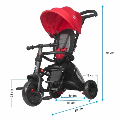 Dimensiuni Tricicleta multifunctionala Coccolle Alegra Chili Pepper