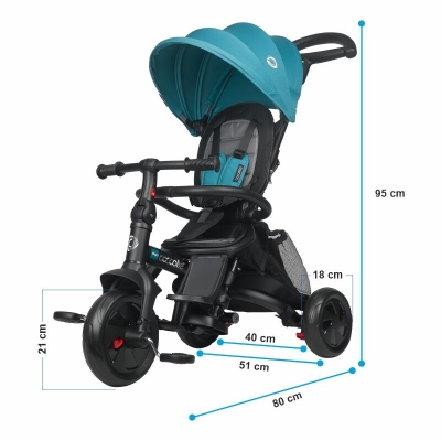Dimensiuni Tricicleta multifunctionala Coccolle Alegra Turquoise tide