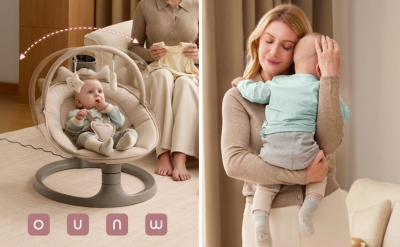 Balansoar electric Momcozy 2 in 1 cu 4 miscari de leganare si 4 viteze