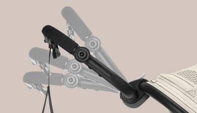 Carucior Cybex Avi Spin Black/Almond Beige - Maner reglabil cu frana integrata