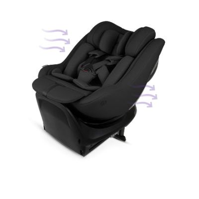 Scaun auto Silver Cross Approach Plus 360 Iconic Black cu materiale naturale, respirabile si sustenabile