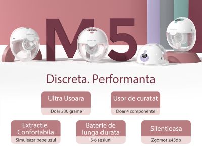 Pompa de san Momcozy Hands-free dubla M5 Red discreta si performanta