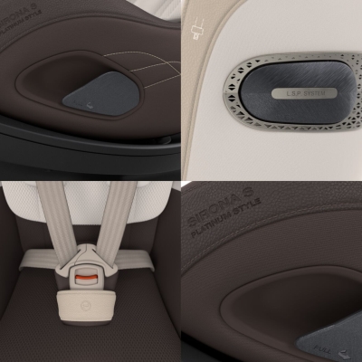 Scaun auto rotativ Cybex Sirona Si i-Size Style Quartz Pink - Design premium cu detalii cu aspect de piele si material din plasa