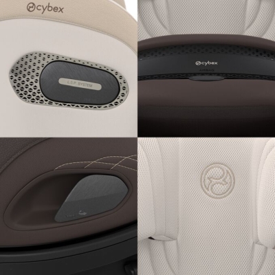 Scaun auto Cybex Anoris Si Airbag i-Size Style Quartz Pink - Design premium cu detalii cu aspect de piele si material din plasa
