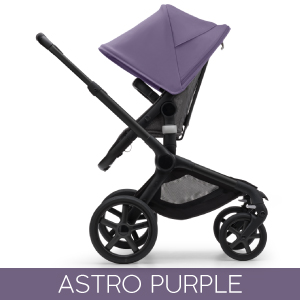 Carucior Bugaboo Fox 5 Black/Grey Melange 2 in 1 personalizat - Capotina Astro Purple