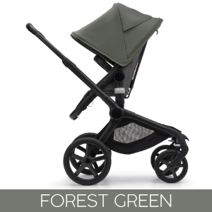 Carucior Bugaboo Fox 5 Black/Grey Melange 2 in 1 personalizat - Capotina Forest Green