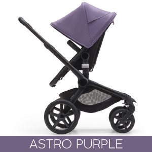 Carucior Bugaboo Fox 5 Black/Midnight Black 2 in 1 personalizat - Capotina Astro Purple