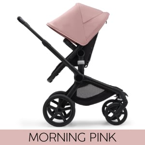 Carucior Bugaboo Fox 5 Black/Midnight Black 2 in 1 personalizat - Capotina Morning Pink
