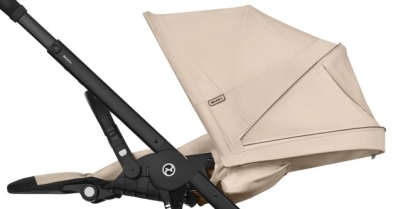 Carucior Cybex Balios S Lux Black/Almond Beige - capotina XXL cu insert din plasa