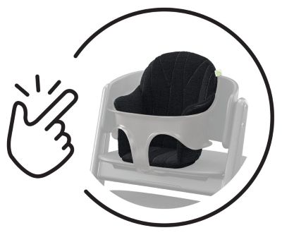 Scaun de masa Cybex Platinum LEMO 4 in 1 Black Wood cu set perne bebelusi