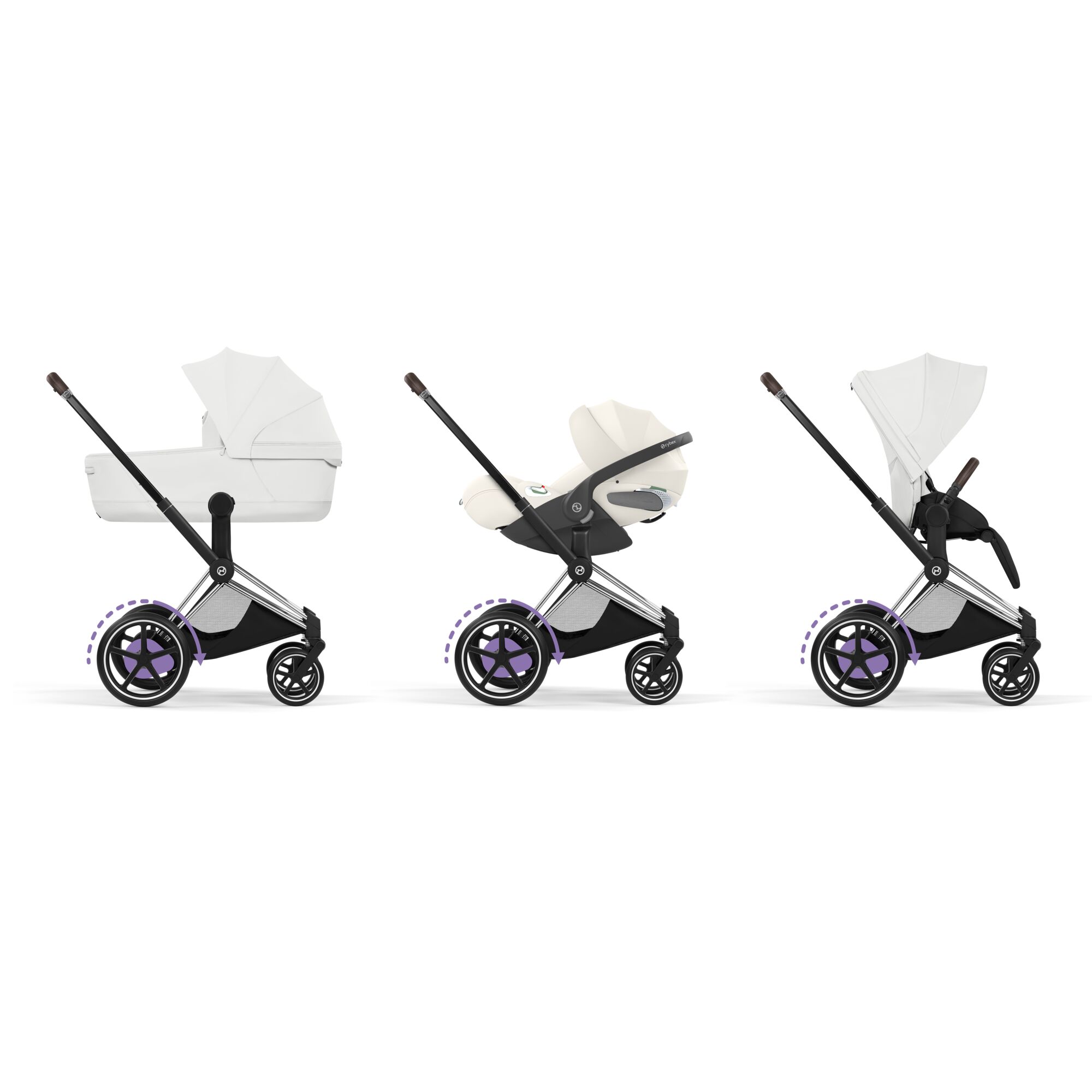 Carucior Cybex MPriam Style Off White 3 in 1 - Cadru Chrome Brown