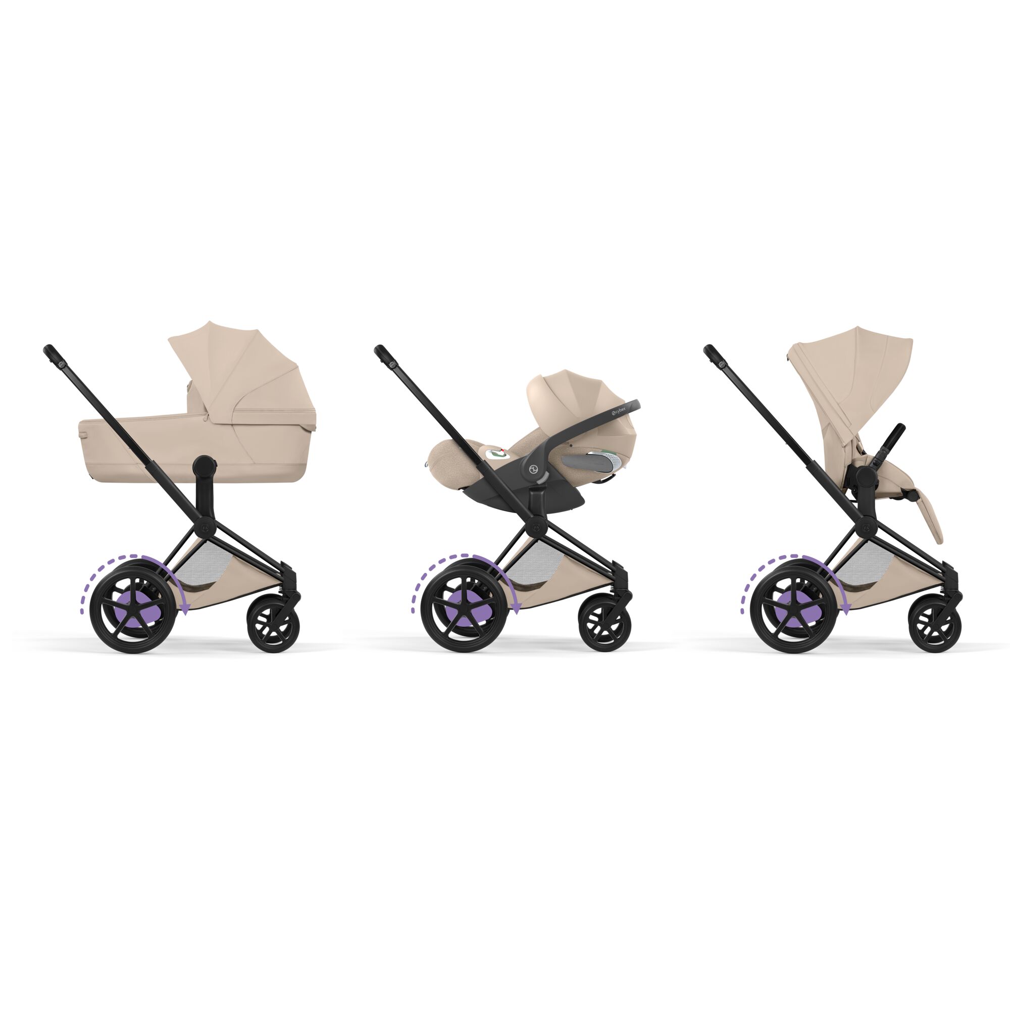 Carucior Cybex Priam Style Cozy Beige 3 in 1 - Cadru Matt Black