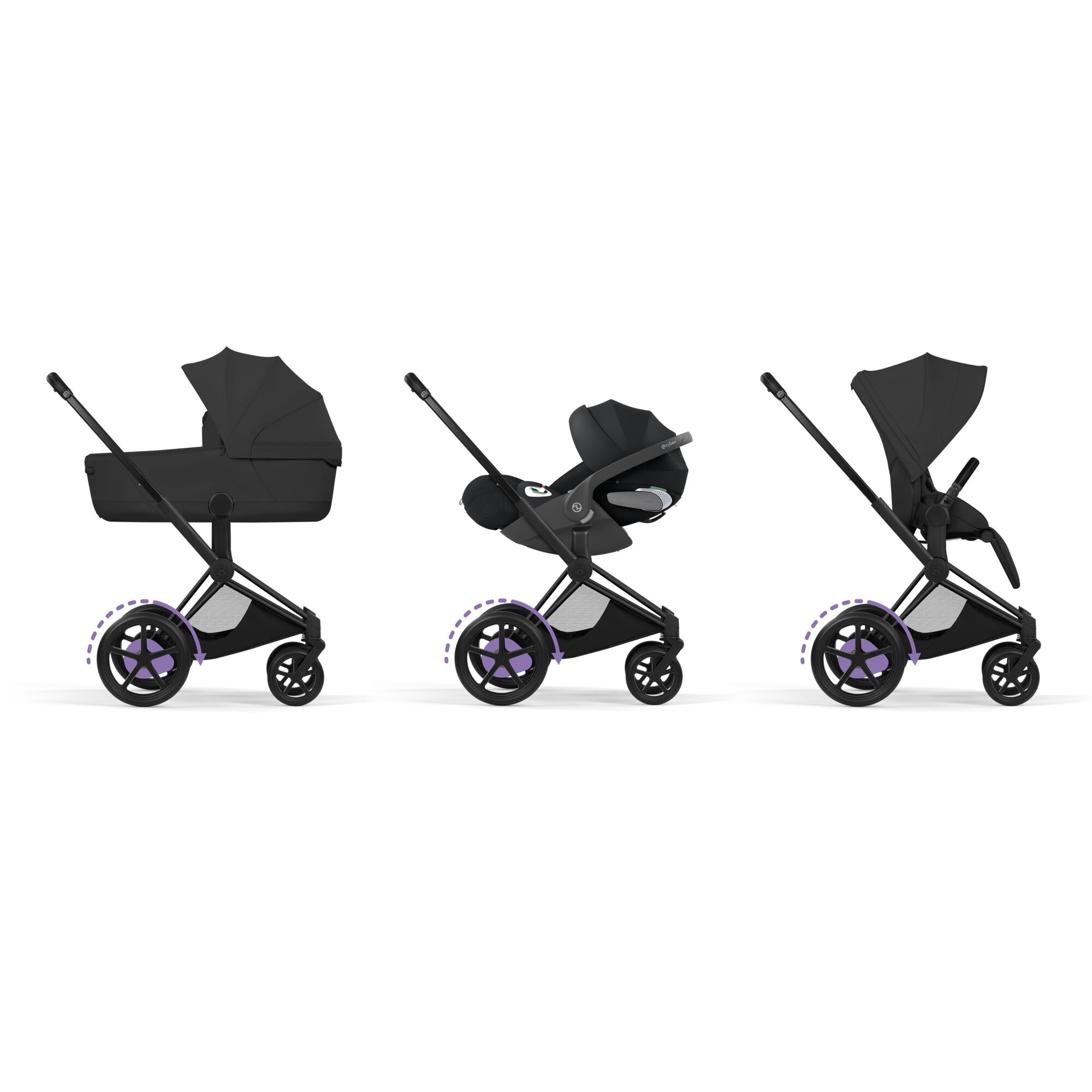 Carucior Cybex Priam Style Sepia Black 3 in 1 - Cadru Matt Black