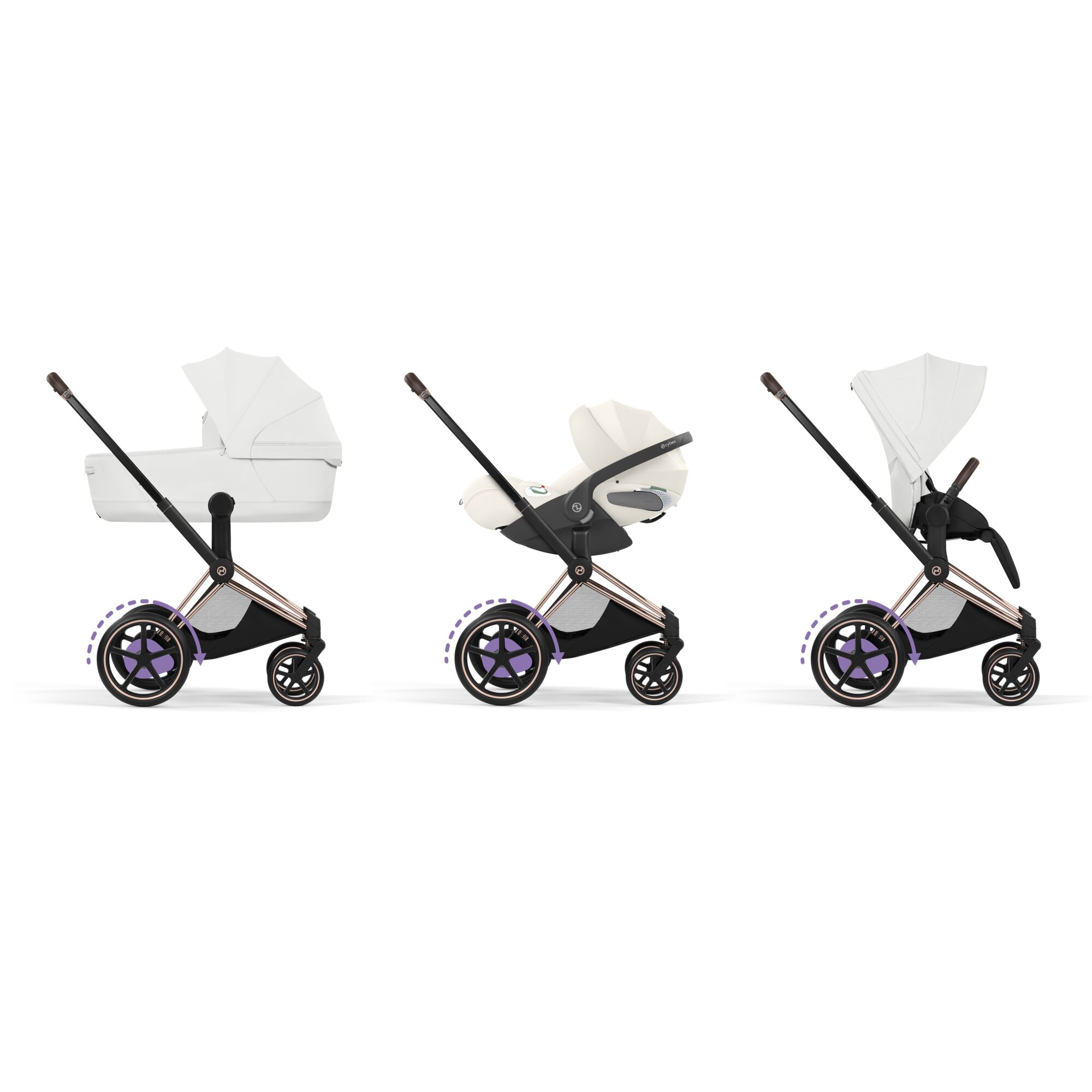 Carucior Cybex Priam Style Off White 3 in 1 - Cadru Rosegold