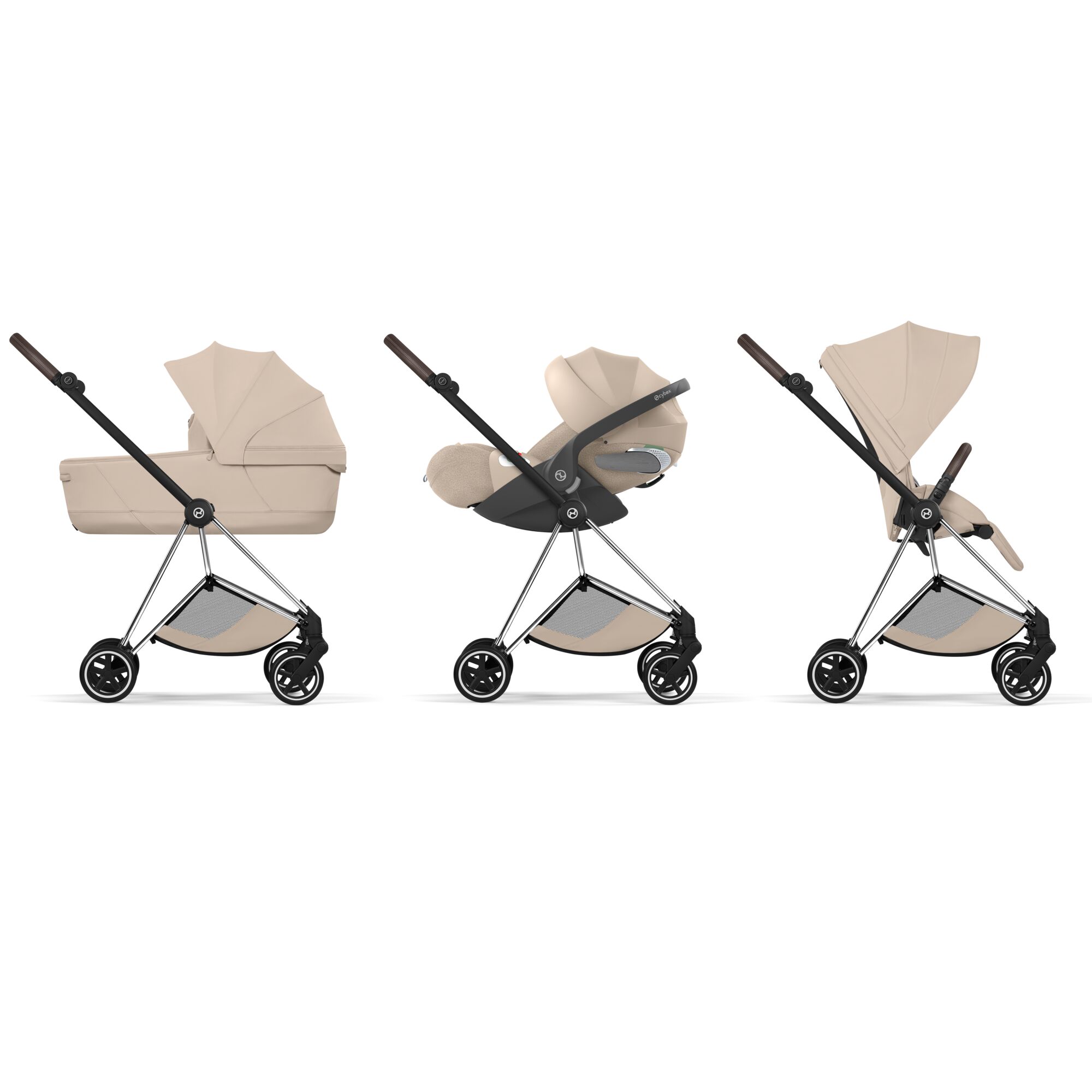 Carucior Cybex Mios Style Cozy Beige 3 in 1 - Cadru Chrome Brown