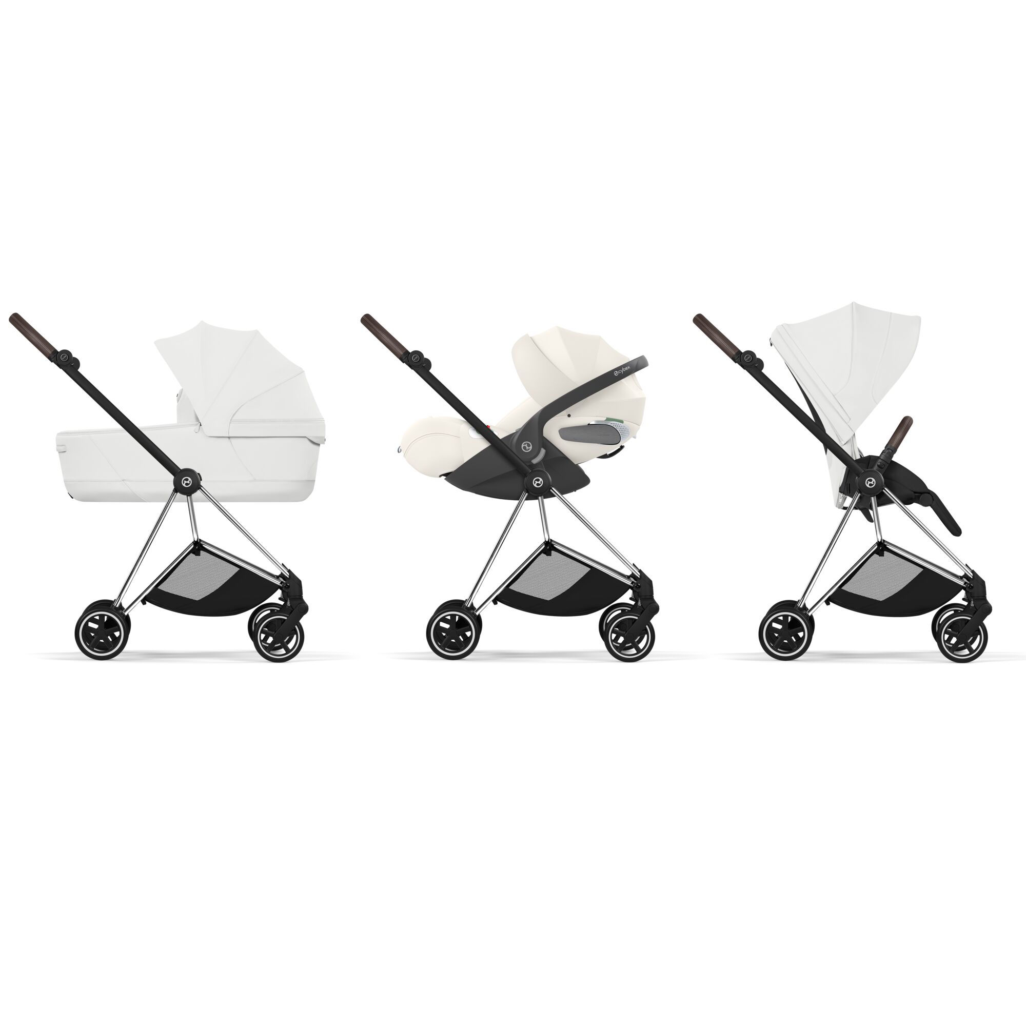 Carucior Cybex Mios Style Off White 3 in 1 - Cadru Chrome Brown