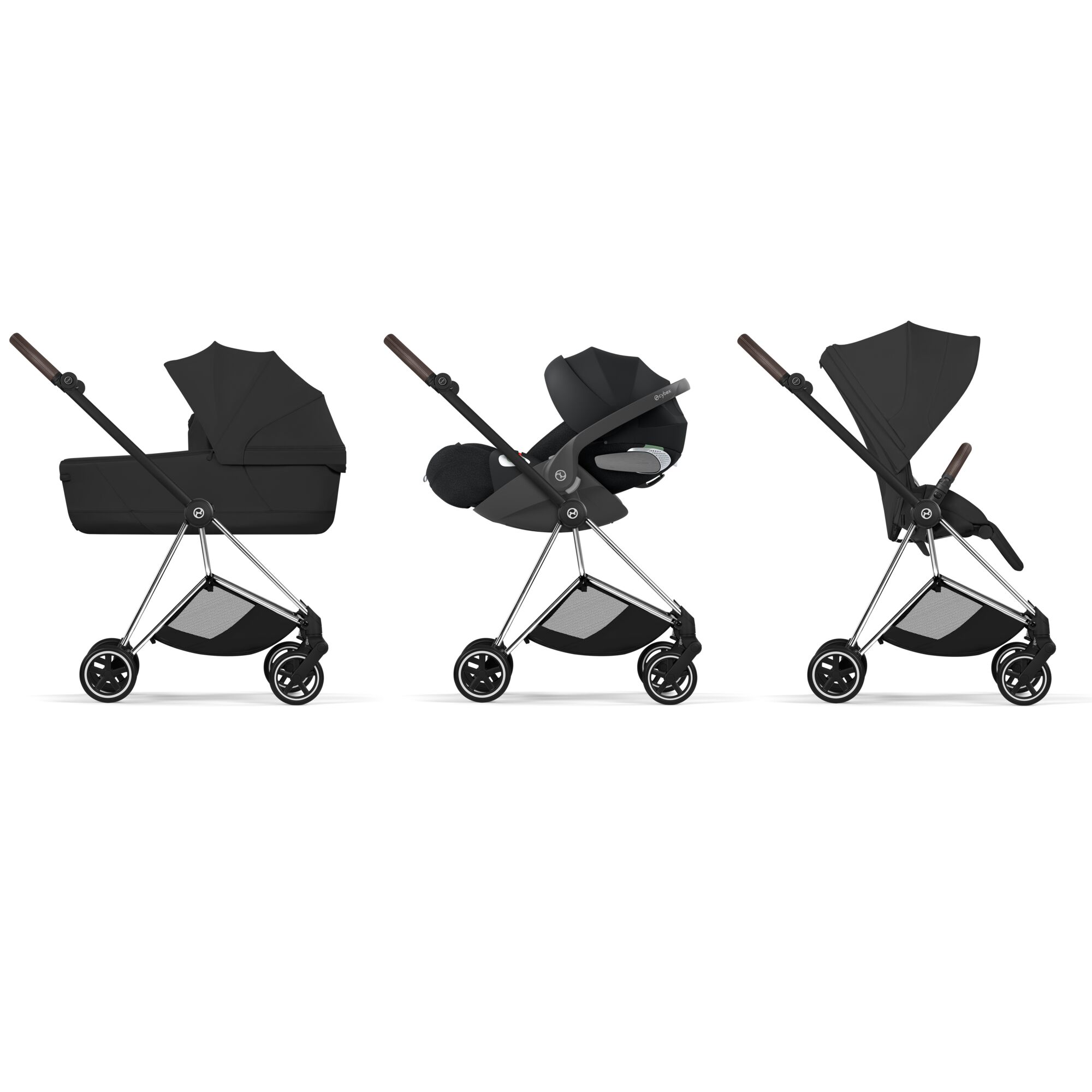 Carucior Cybex Mios Style Sepia Black 3 in 1 - Cadru Chrome Brown