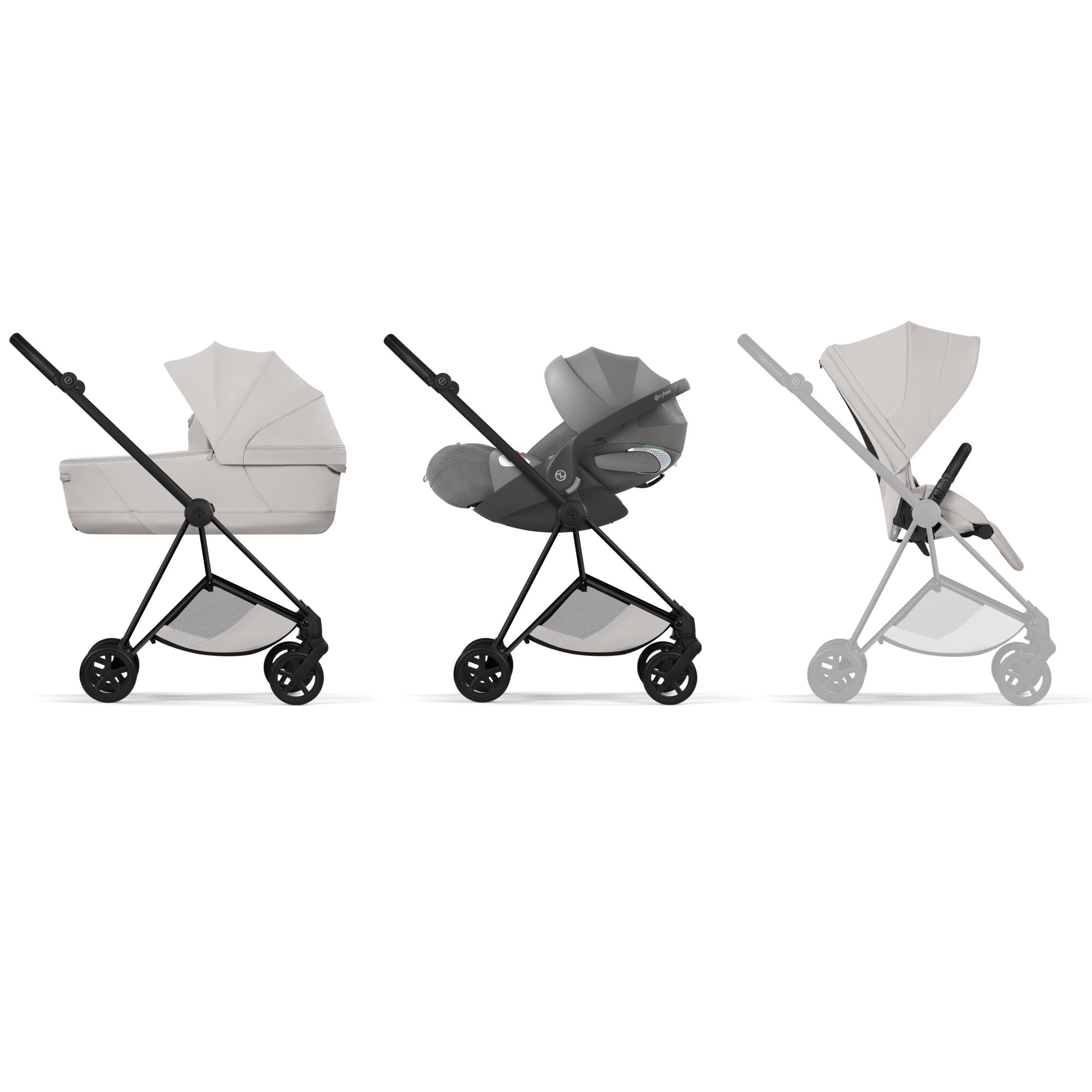  Carucior Cybex Mios Style City Grey 3 in 1 - Cadru Matt Black