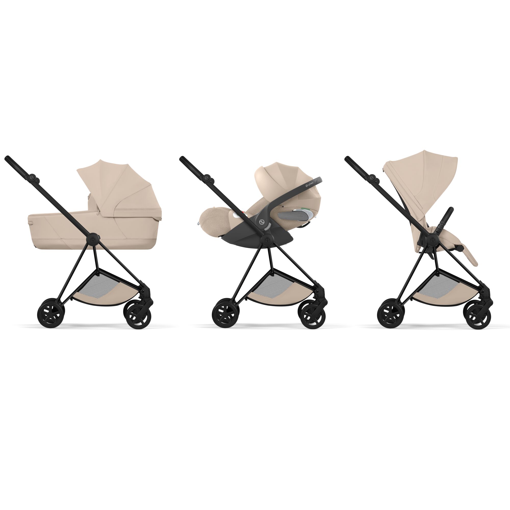 Carucior Cybex Mios StyleCozy Beige 3 in 1 - Cadru Matt Black