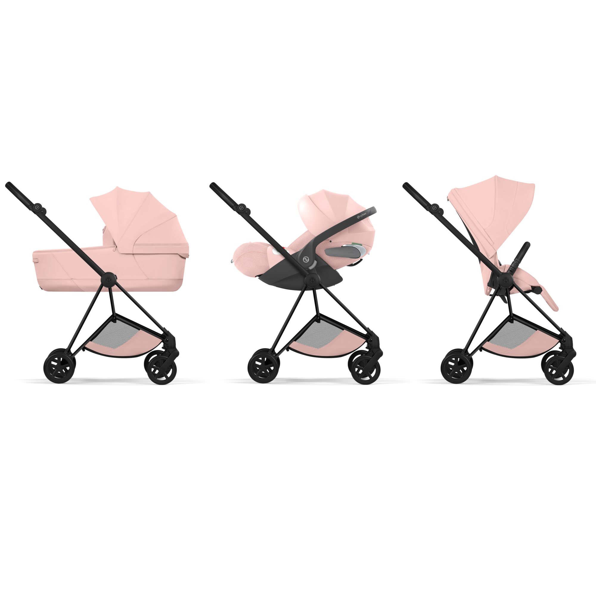  Carucior Cybex Mios Style Peach Pink 3 in 1 - Cadru Matt Black