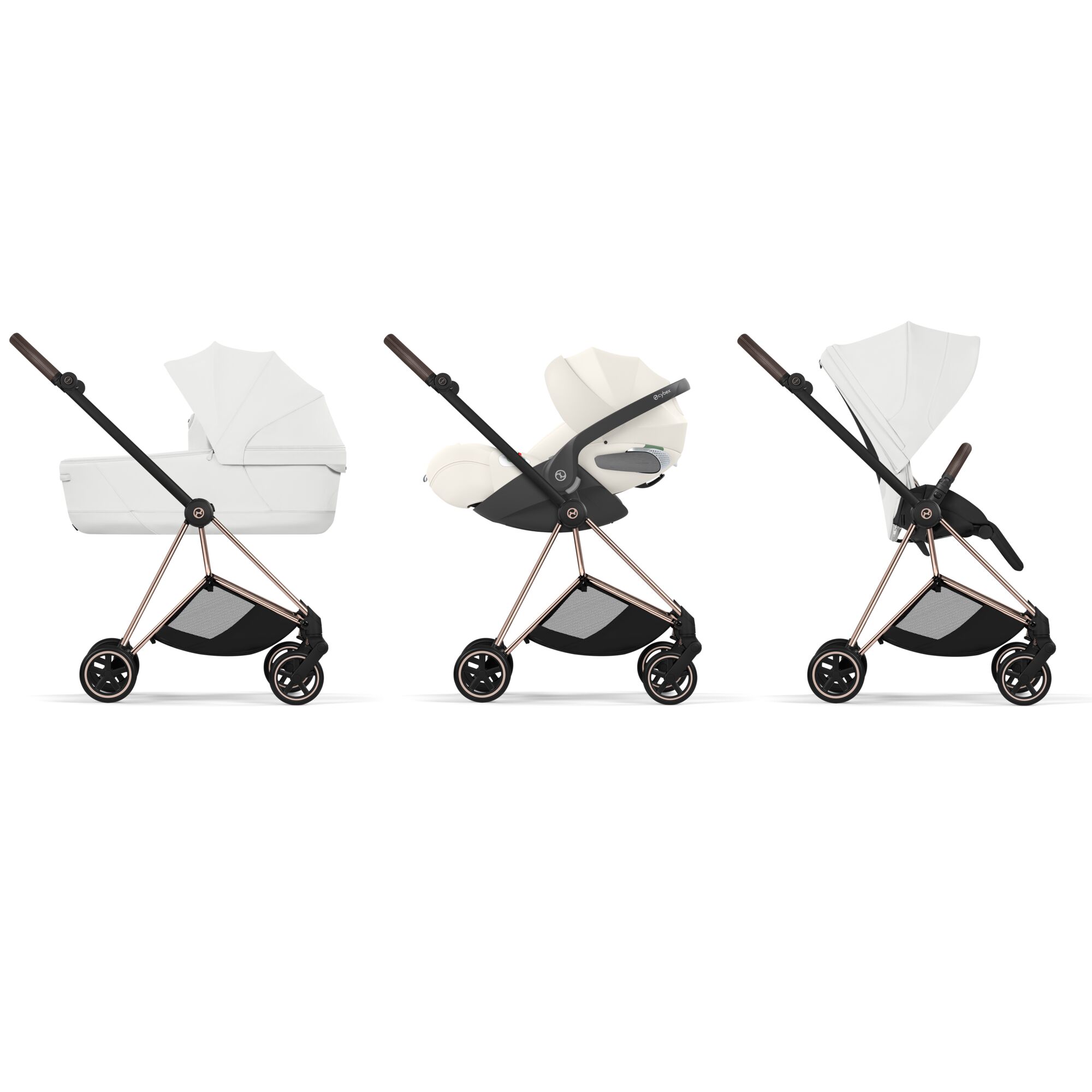 Carucior Cybex Mios Style Off White Black 3 in 1 - Cadru Rosegold