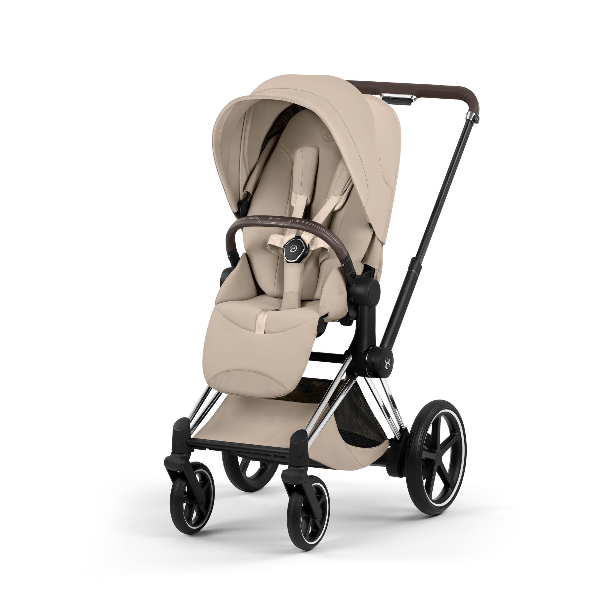 Carucior e-Priam Style Cozy Beige cu cadru Chrome Brown