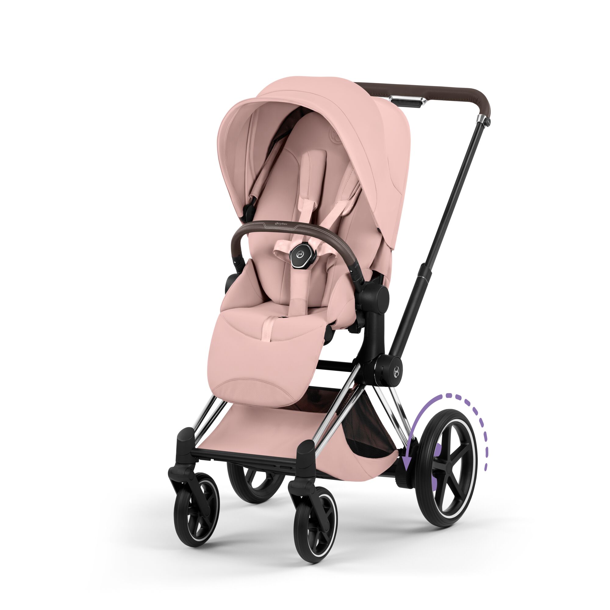 Carucior Cybex MPriam Style Peach Pink 3 in 1 - Cadru Chrome Brown