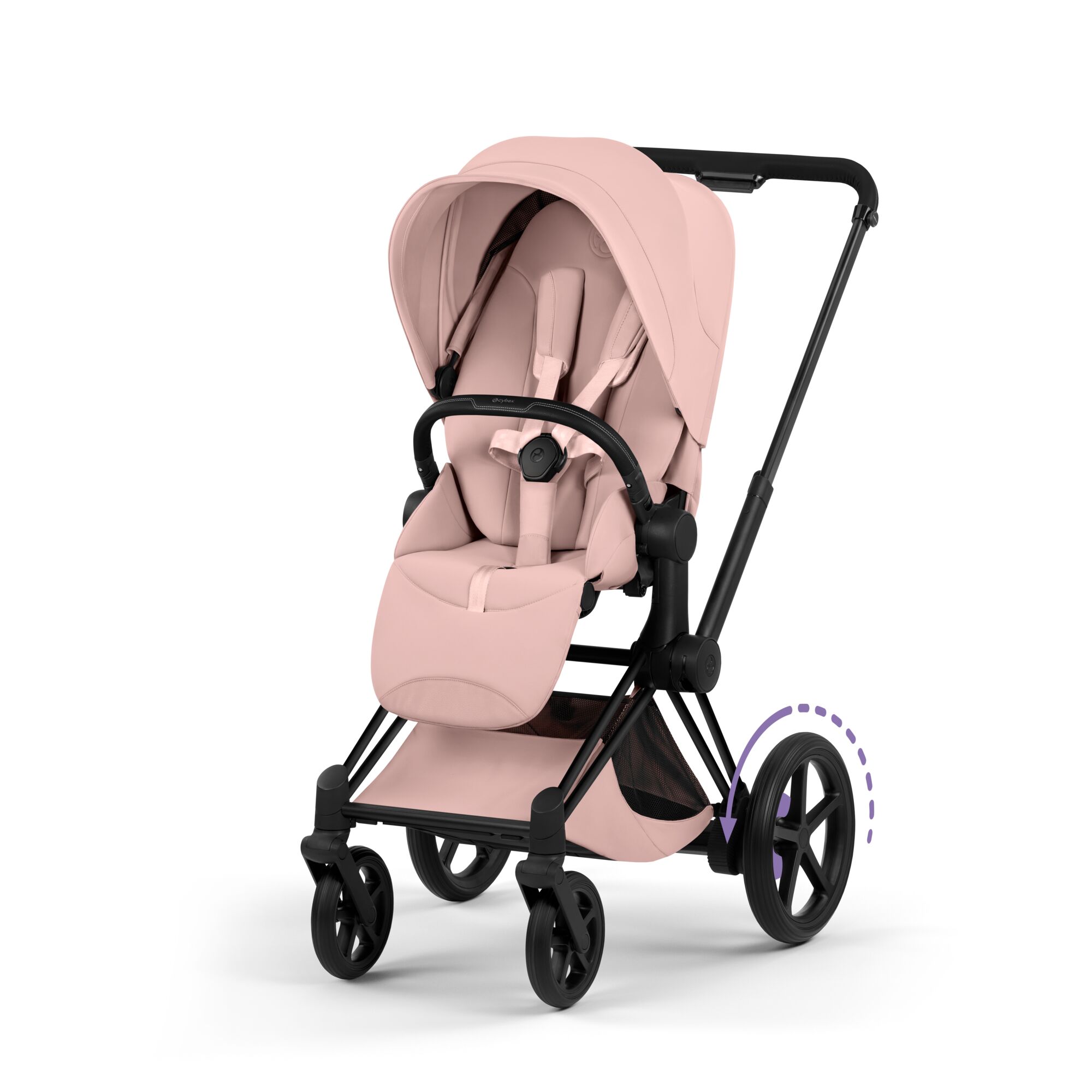 Carucior Cybex Priam Style Peach Pink 3 in 1 - Cadru Matt Blackck