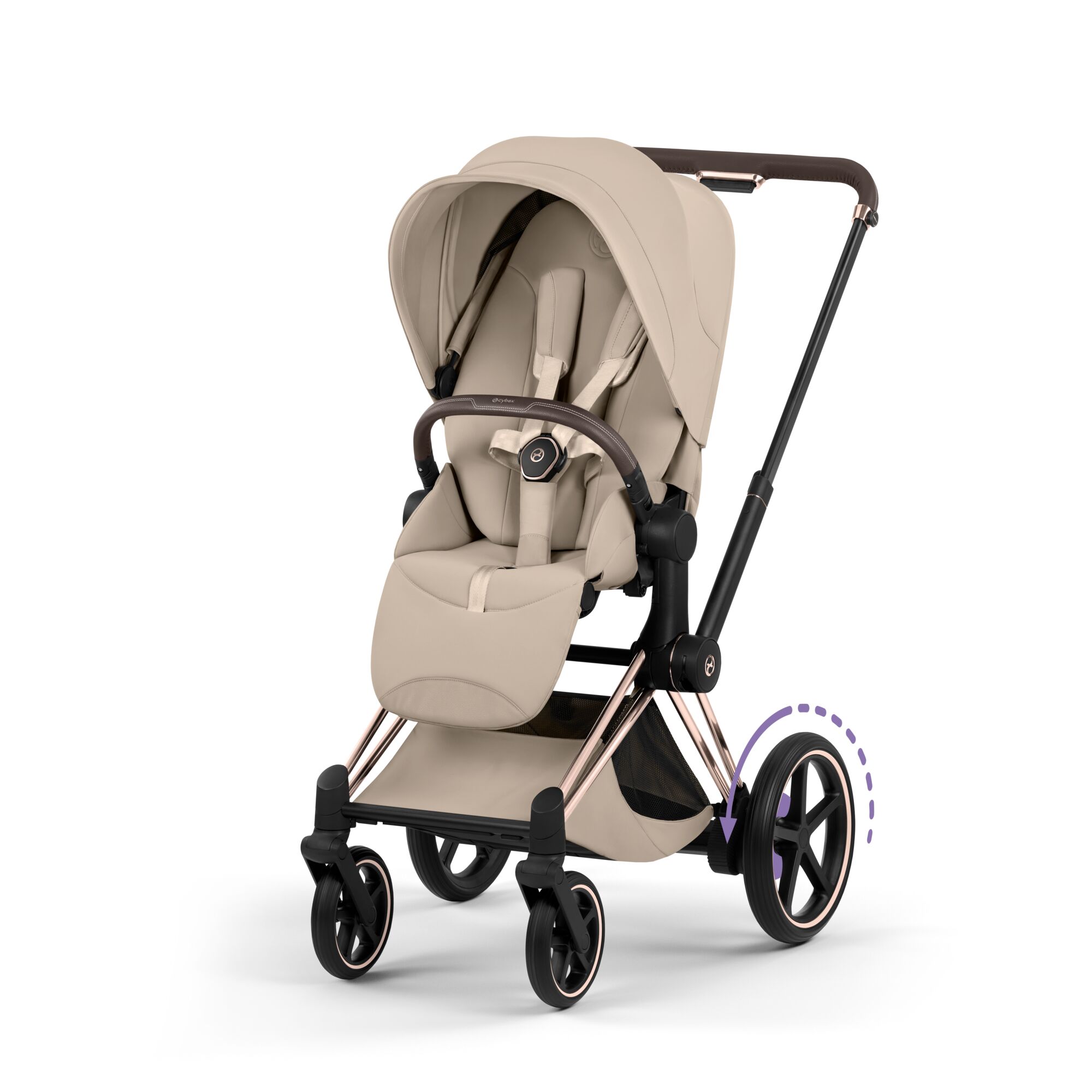 Carucior Cybex Priam Style Cozy Beige 3 in 1 - Cadru Rosegold