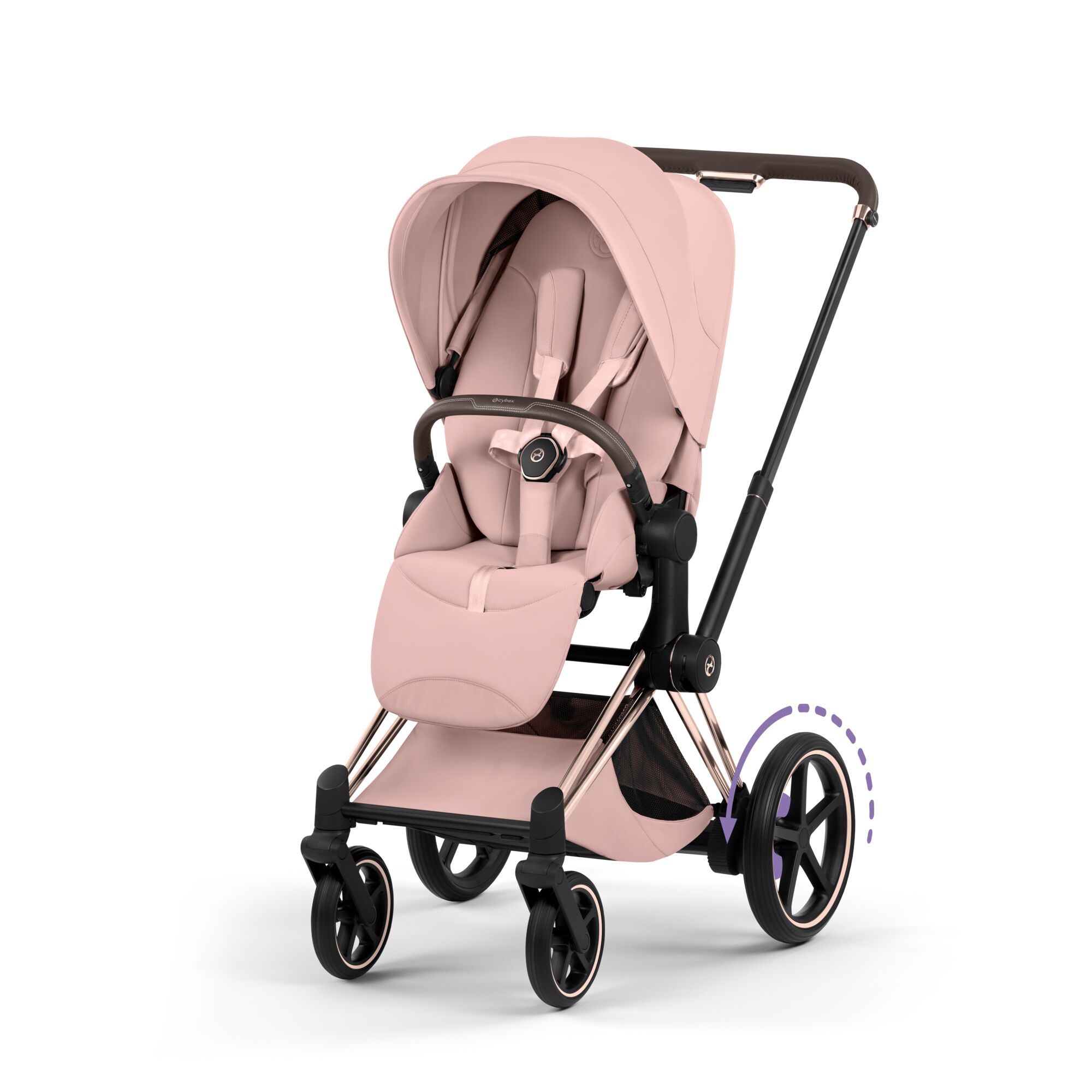 Carucior Cybex Priam Style Peach Pink 3 in 1 - Cadru Rosegold