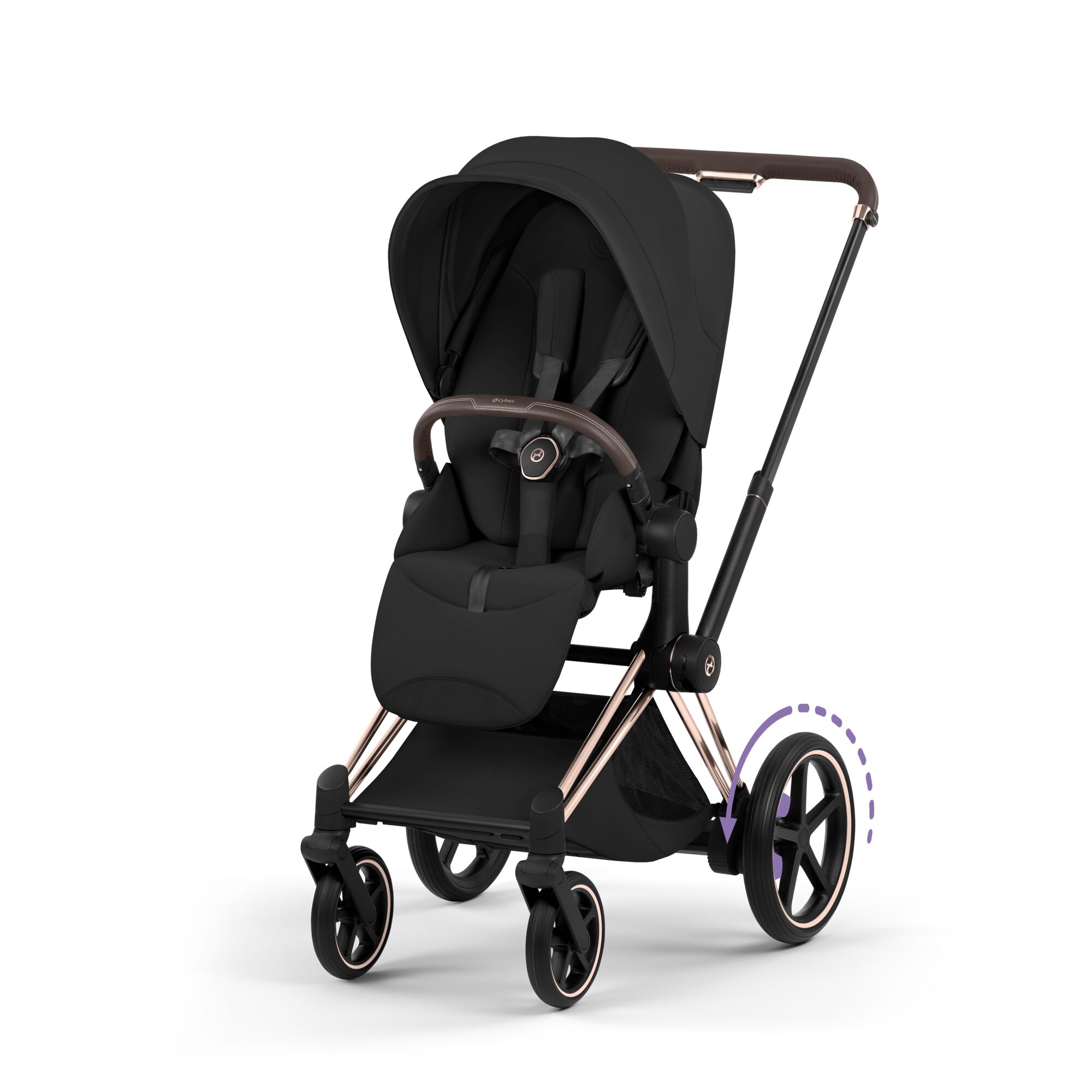 Carucior Cybex Priam Style Sepia Black 3 in 1 - Cadru Rosegold