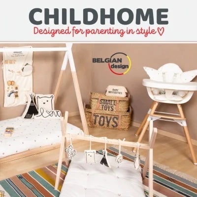 Carucior cu spatiu depozitare si tabla de scris Childhome, Lemn Alb - Childhome, brandul de produse premium pentru bebelusi