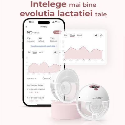 Pompa de san Momcozy Hands-free M5 Smart Grey - Control prin aplicatie