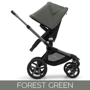 Carucior Bugaboo Fox 5 Graphite/Midnight Black 2 in 1 personalizat - Capotina Forest Green