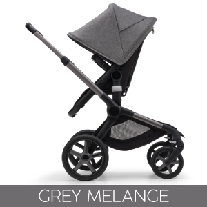 Carucior Bugaboo Fox 5 Graphite/Midnight Black 2 in 1 personalizat - Capotina Grey Melange
