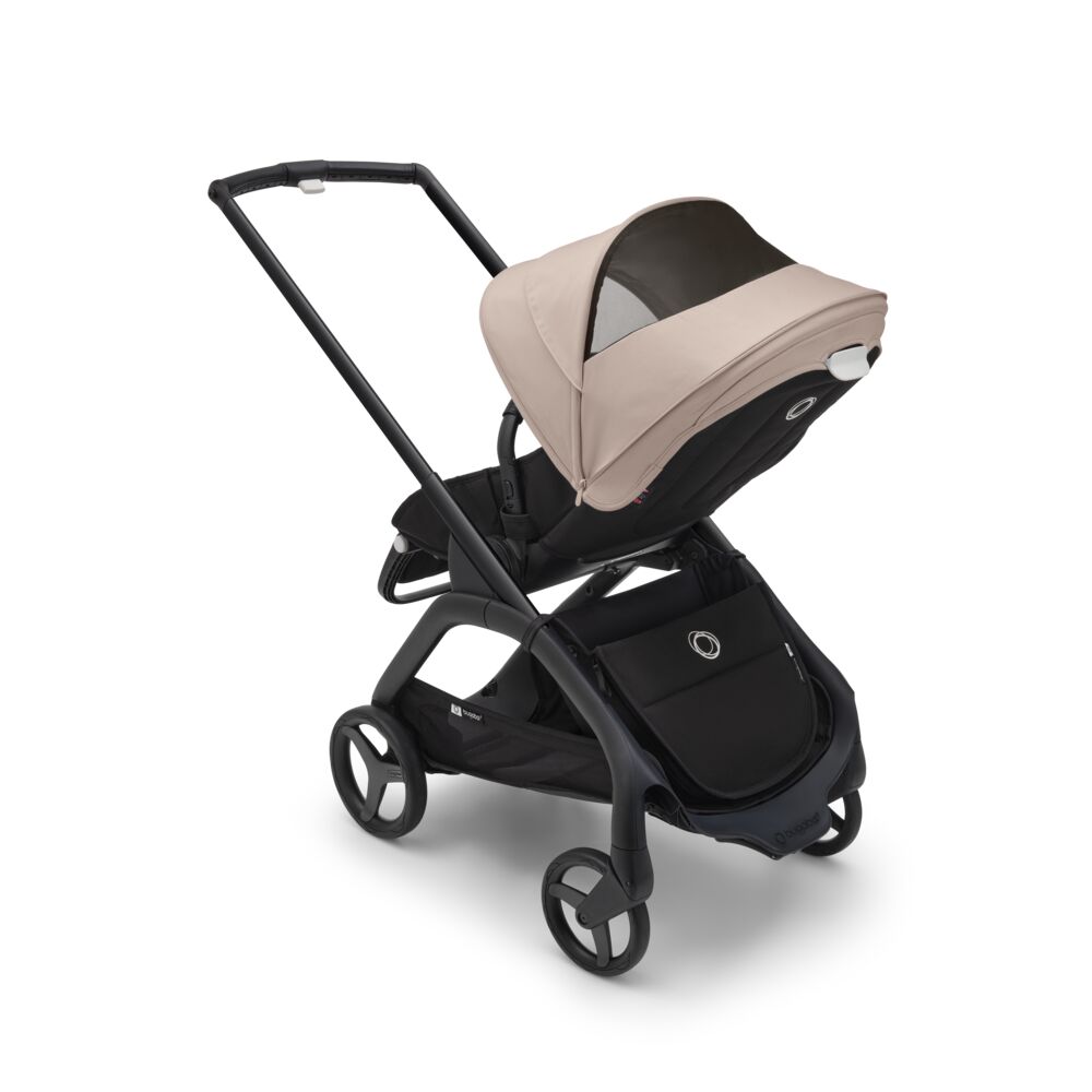 Copertina de soare carucior Bugaboo Dragonfly Desert Taupe cu ventilatie si fereastra peekaboo