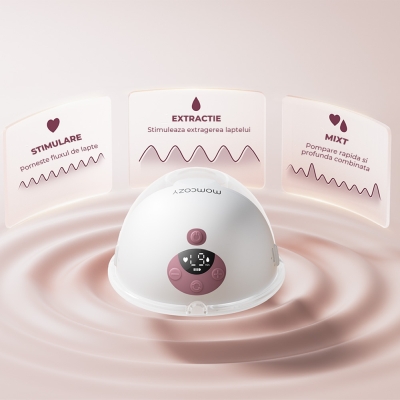 Pompa de san Momcozy Hands-free M5 Smart Grey - 3 moduri de pompare: stimulare, expresie si mixed