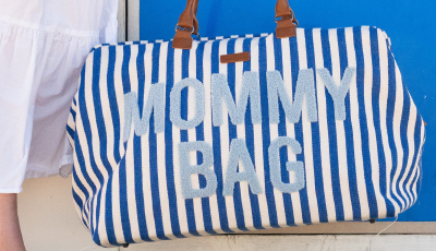 Geanta de infasat Childhome Mommy Bag Albastru/Alb