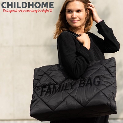 Geanta matlasata Childhome Family Bag Negru - Geanta spatioasa pastreaza toate articolele in siguranta in timpul fiecarei calatorii in familie. 