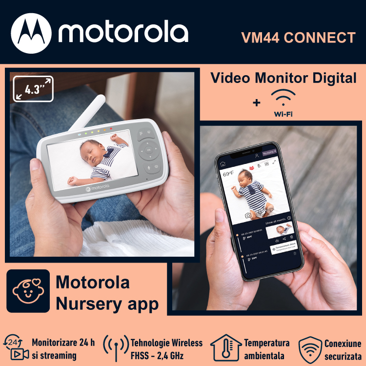 Video Monitor Digital + Wi-Fi Motorola VM44 Connect