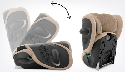 Scaun auto Cybex Solution G2 i-Fix Plus Almond Beige - Pliere compacta la cel mai inalt nivel