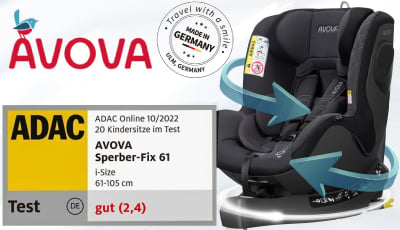 Scaun auto Avova Sperber-Fix 61 Koala Grey - testat ADAC