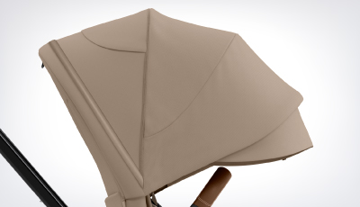 Set textil carucior Cybex Priam Cozy Beige - Capotina XXL cu protectie UPF50+