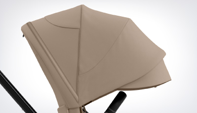 Set textil carucior Cybex Priam Cozy Beige - Capotina XXL cu protectie UPF50+