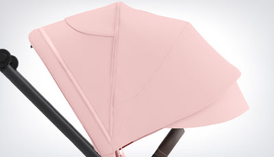 Set textil carucior Cybex Mios Peach Pink - Capotina XXL cu protectie UPF50+